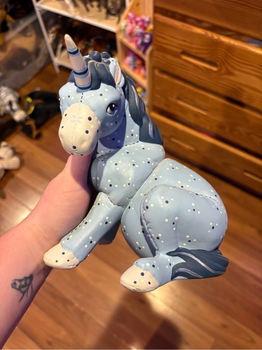 Ceramic Blue Unicorn Figurine